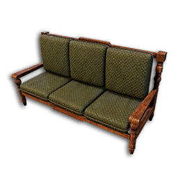 Carved Wood 3-Seater Couch