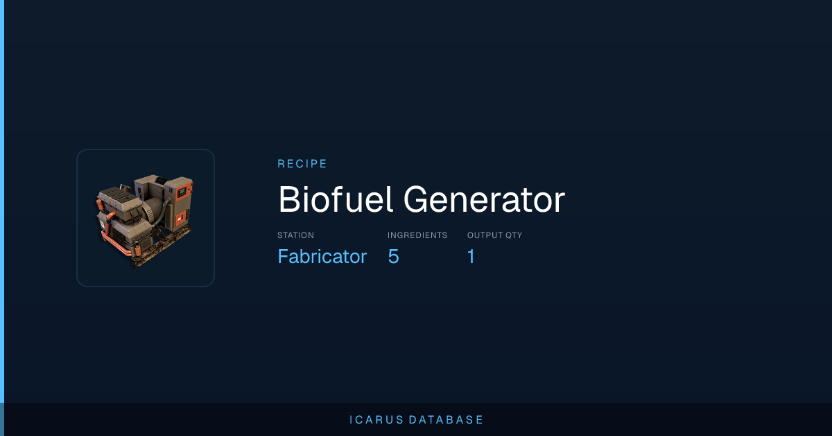 Icarus Biofuel Generator Recipe | Icarus Database
