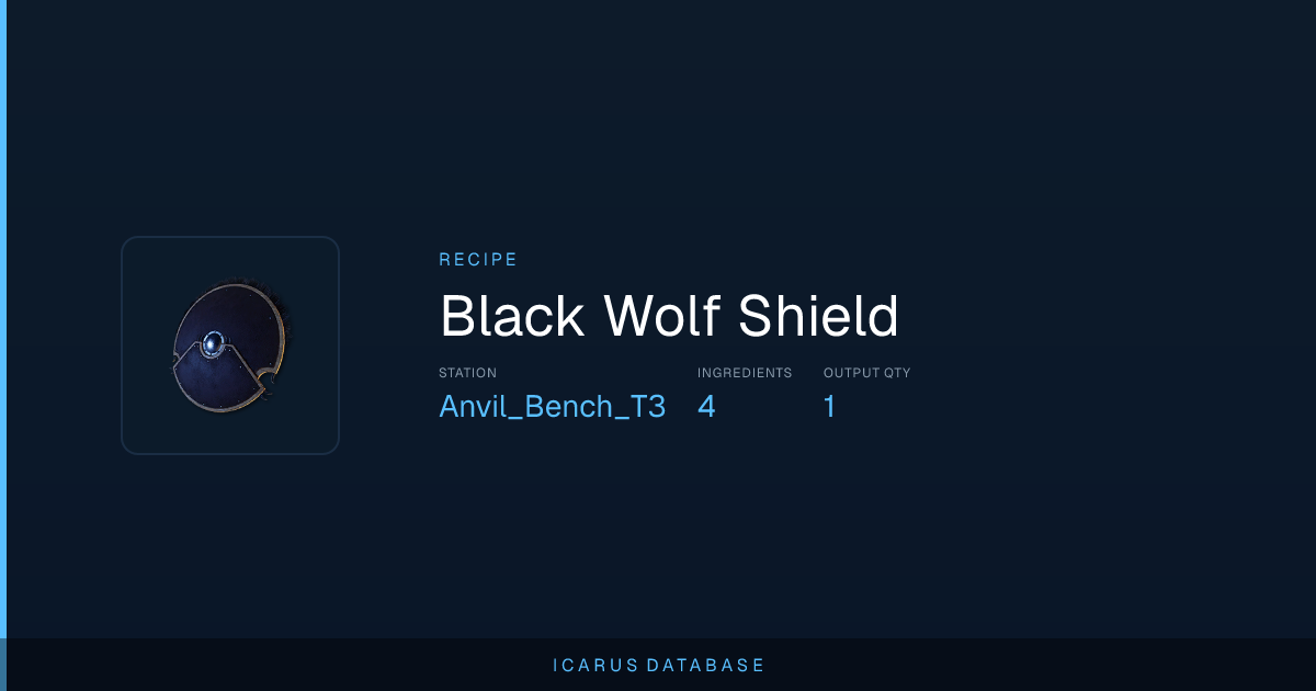 Icarus Black Wolf Shield Recipe | Icarus Database