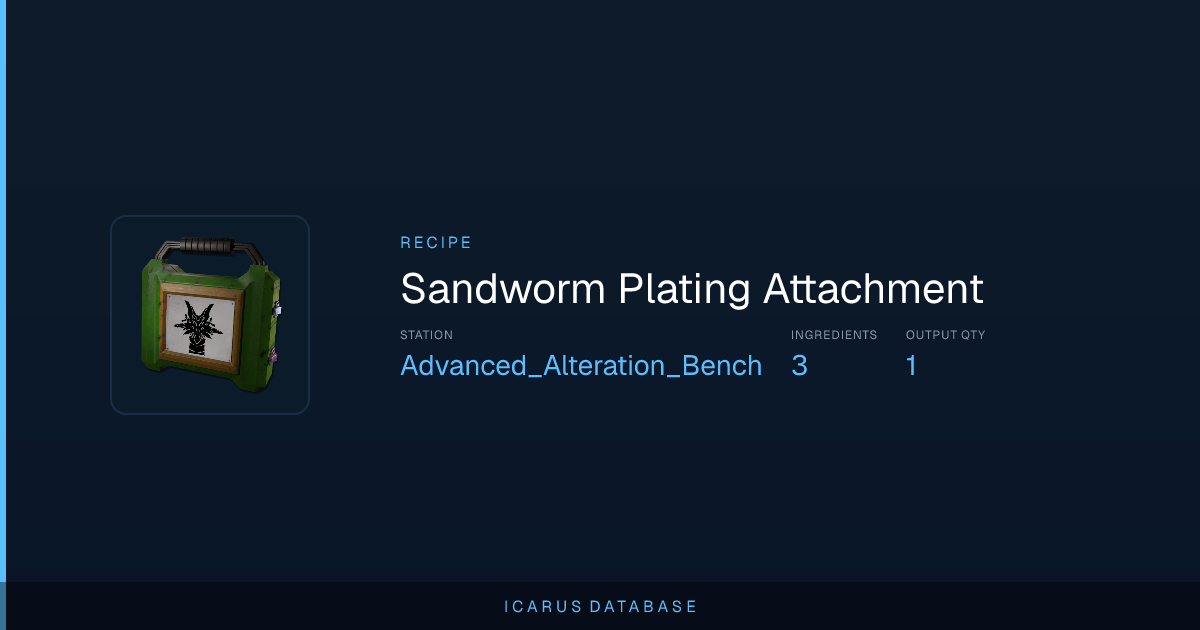 Icarus Sandworm Plating Attachment Recipe | Icarus Database