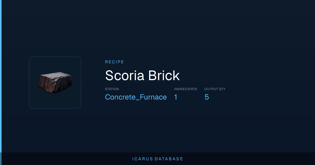 Icarus Scoria Brick Recipe | Icarus Database